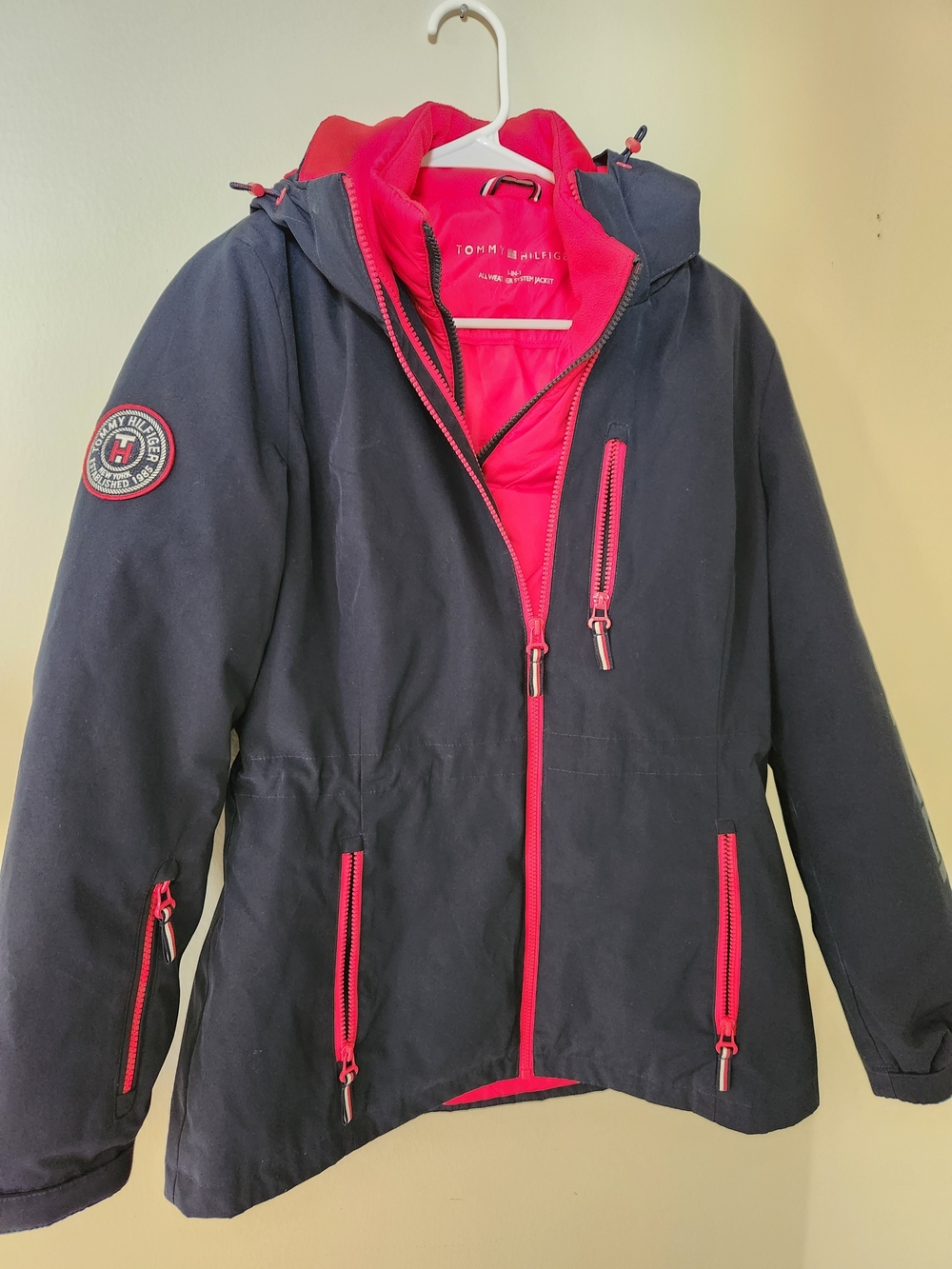 Tommy Hilfiger Womens Navy Jacket with Bright Red Trim